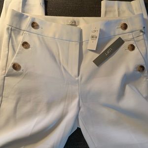 LOFT White Sailor Skinny Ankle Pants, Size 10